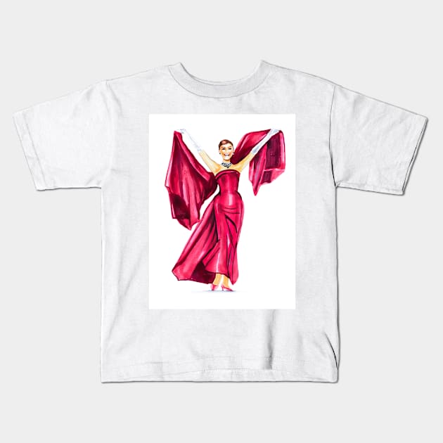 Audrey Hepburn Kids T-Shirt by Svetlana Pelin